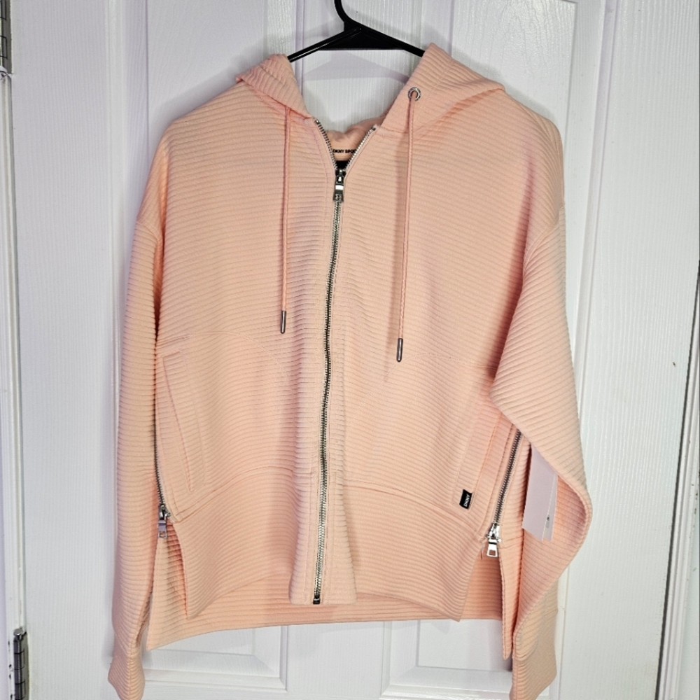 NWT DKNY Sport Peach Hoodie, Tech Ottoman, Small